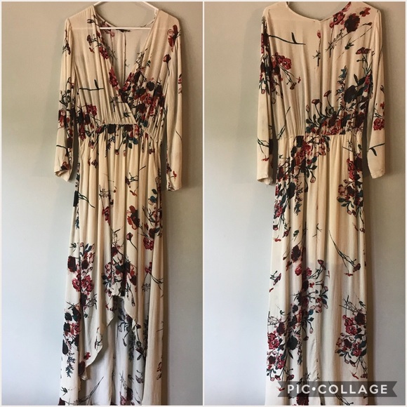 Staccato Dresses & Skirts - Staccato | Cream floral hi-low crossover maxidress